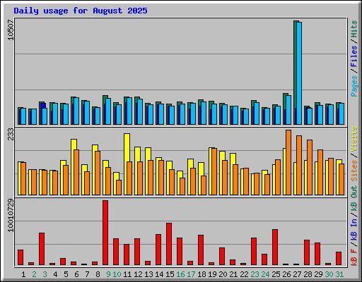 Daily usage for August 2025